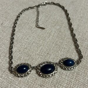 Vintage 1928 Jewelry Co silver and navy necklace